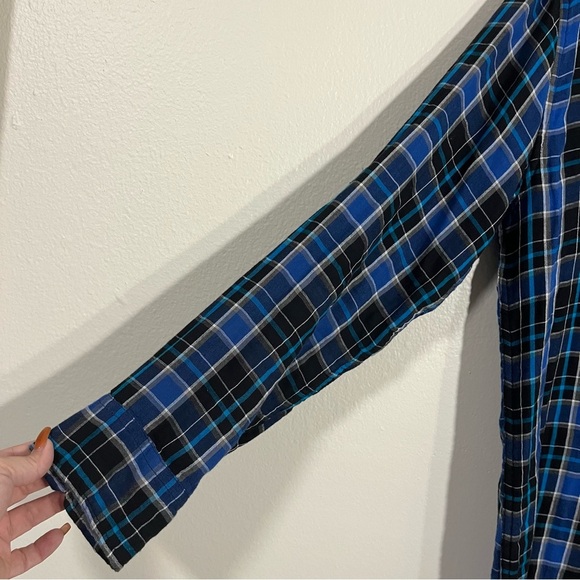 Tony Hawk Blue and Black Plaid Button-Down Shirt Size Large Skater Street wear - Picture 4 of 6